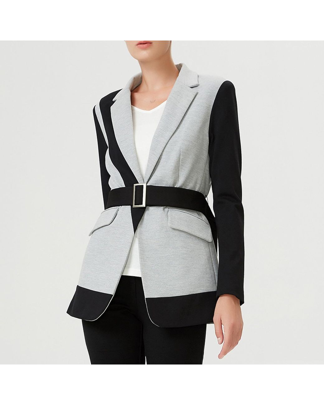 Smart and Joy Black Color Block Tailor Jacket