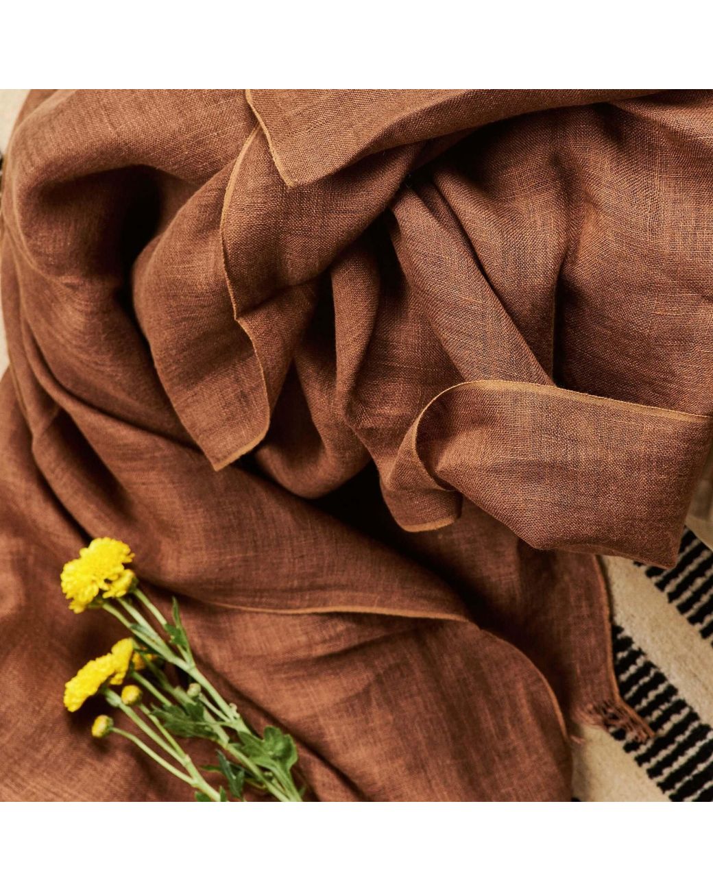Variously Brown Coco Hand Woven Linen Silk Blend Scarf