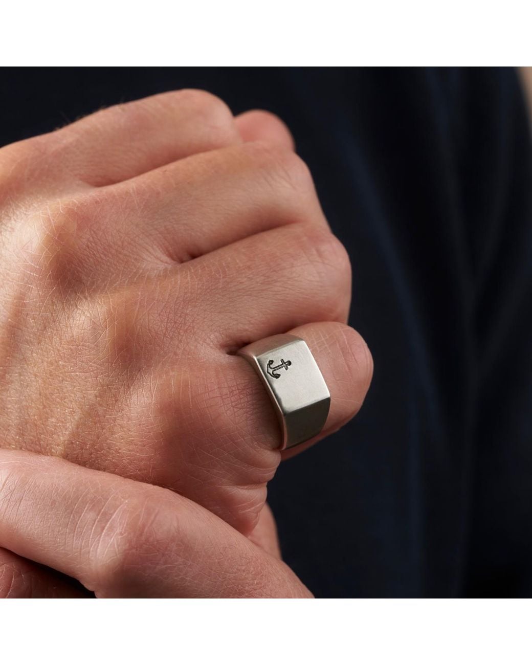 Posh Totty Designs Metallic Nautical Anchor Signet Ring for men