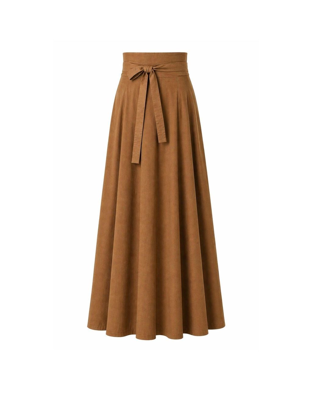 Nikka Place Brown High Waisted Cotton Maxi Skirt With Tie Belt