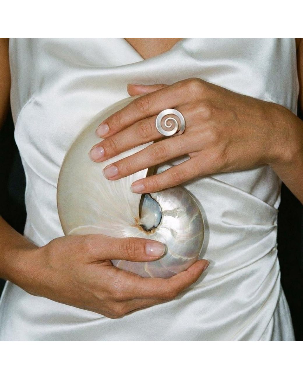 Ormiro Metallic Vortex Sterling Spiral Ring