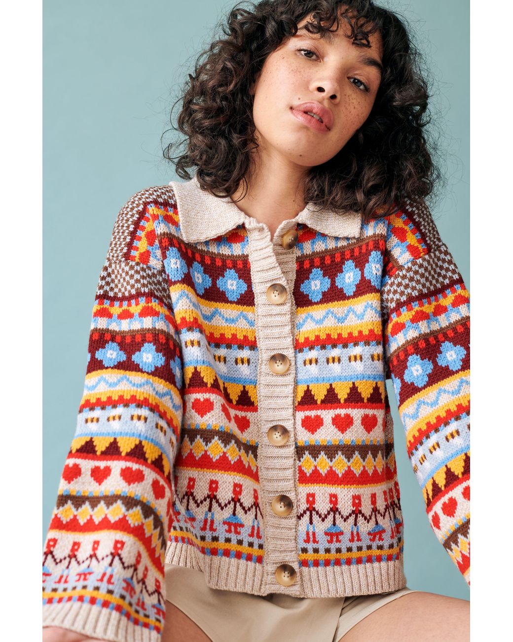 Gigi Knitwear Red Bee Garden Cardigan