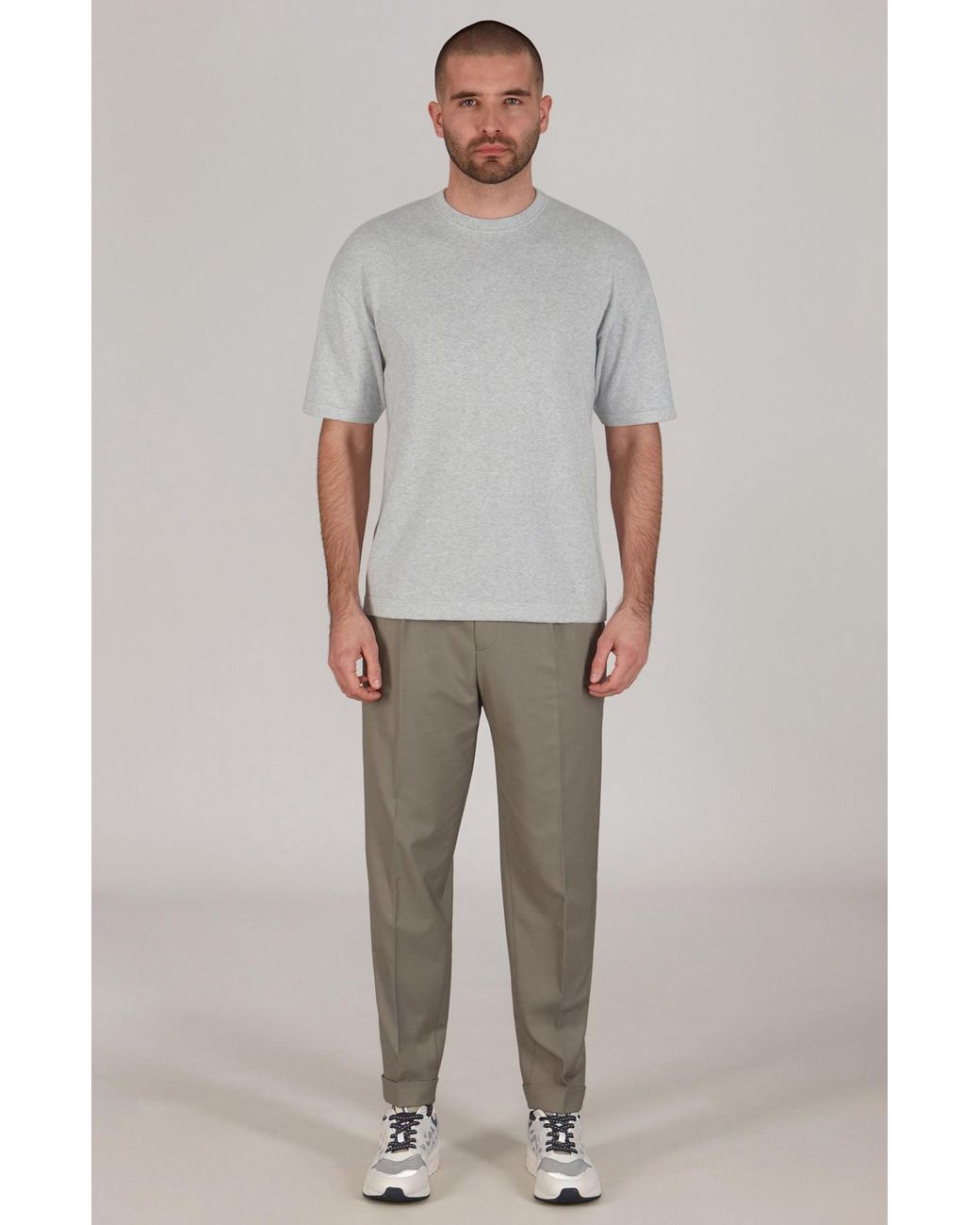 Paul James Knitwear Gray Lightweight Cotton Ewan Oversized Knitted T-Shirt for men