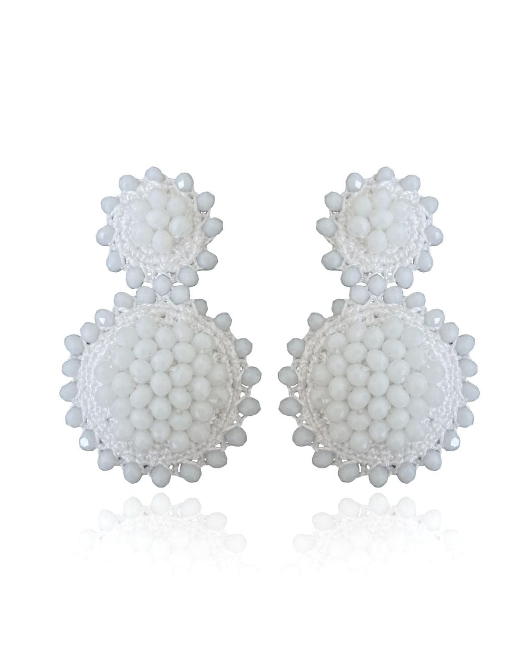 PINAR OZEVLAT White Sunflower Drop Earrings