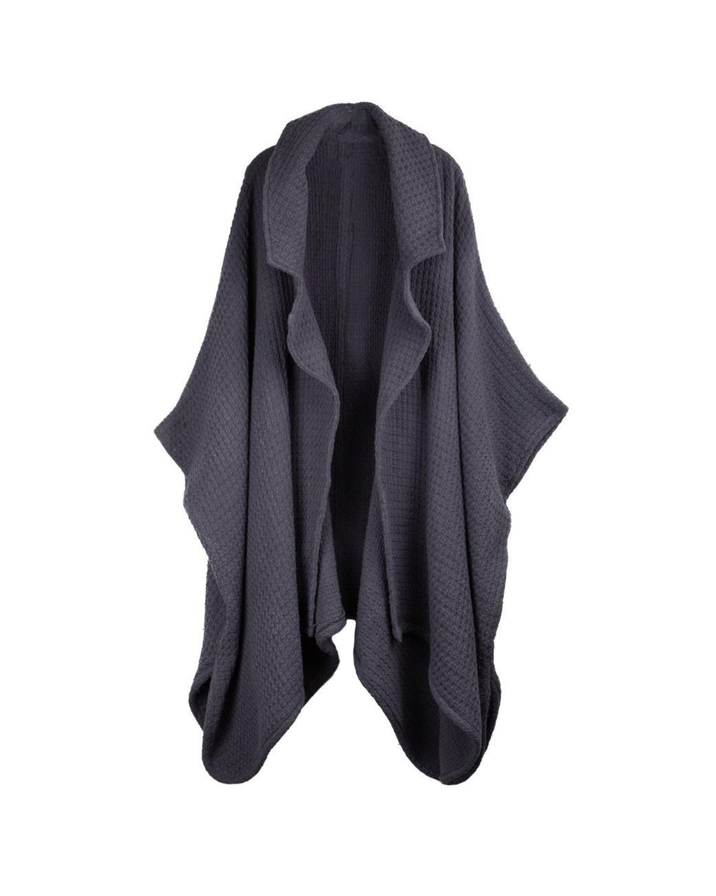 Saachi Blue Comfy Oversized Waffle Knit Collared Dark Jacket