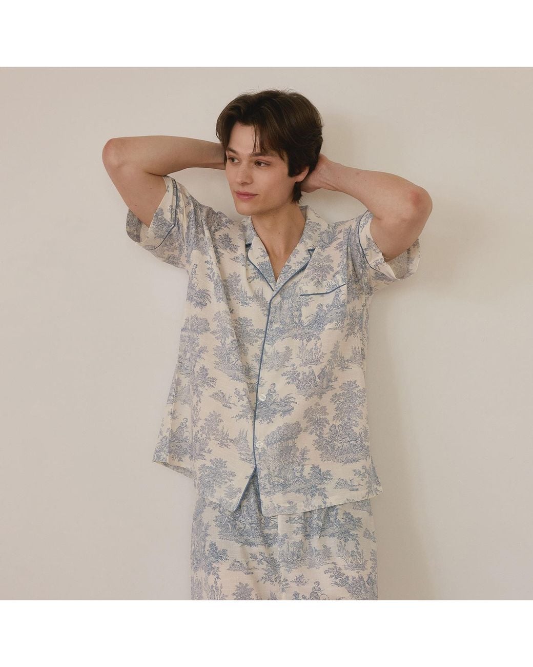 Luna Luz Gray Elise Rayon-Cotton Short Sleeve Pajama Set for men