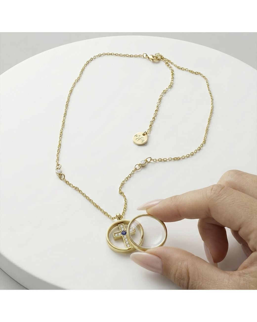 Mercela Metallic Glass Memory Locket Necklace With Cz Accents – Plated Stainless Steel Jewellery