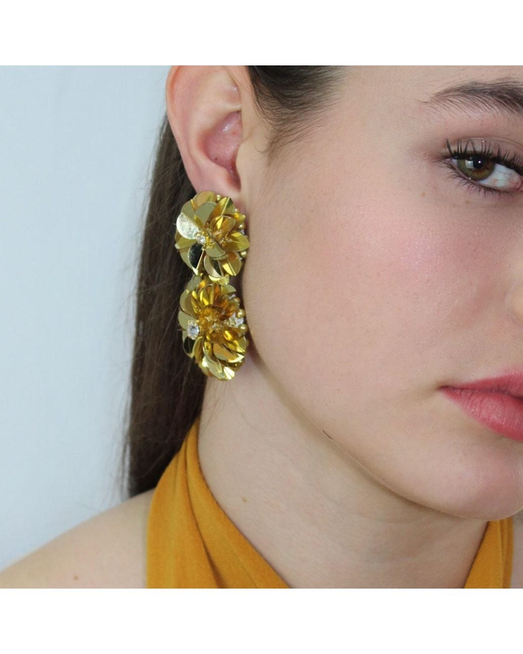 PINAR OZEVLAT Yellow Blossom Drop Earrings