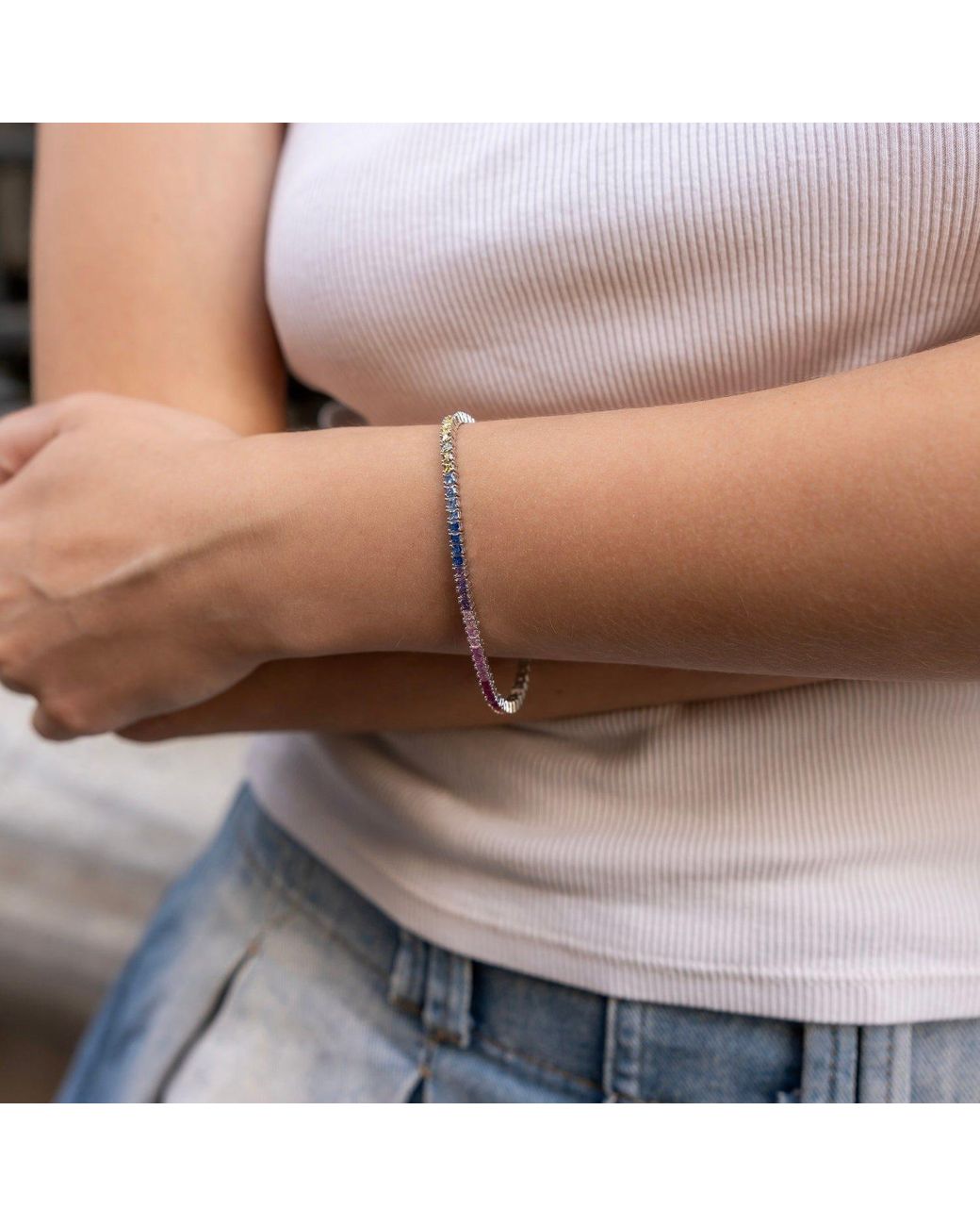 Spero London Metallic Sterling Tennis Bracelet