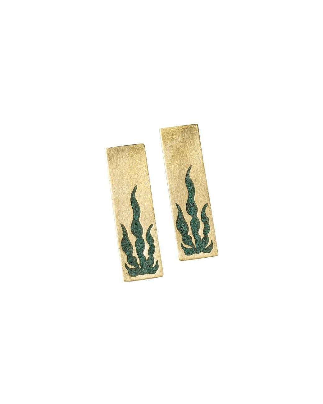 Zeworks White Sahara Blues – Oasis Handcrafted Brass Earrings With Malachite Inlay