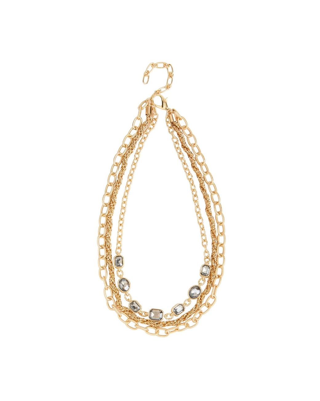 Saachi Metallic Crystal Cascade Chain Necklace