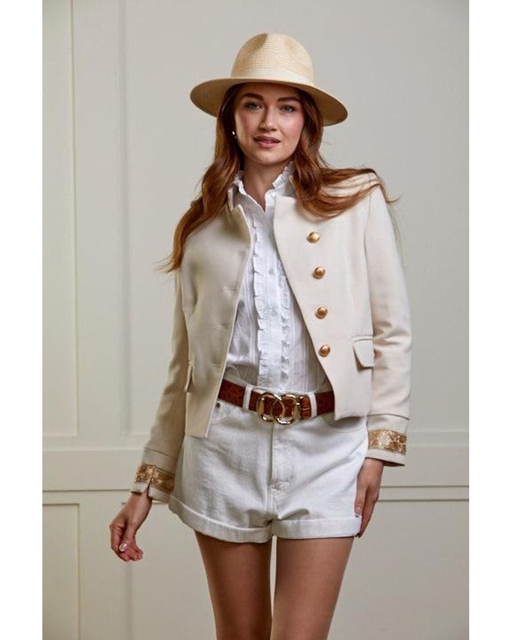 Guinea London White Neutrals Cream Military Style Blazer