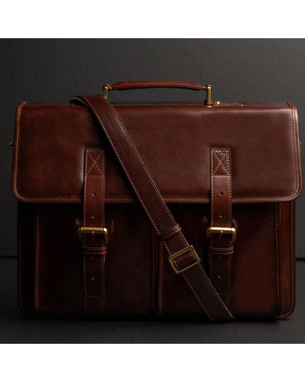 Time Resistance Brown Leather Satchel Bag for men
