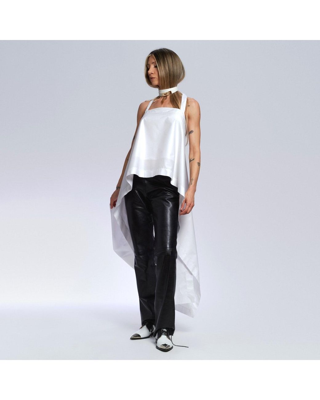 Hedare White Zaya Backless Cotton Tank Top