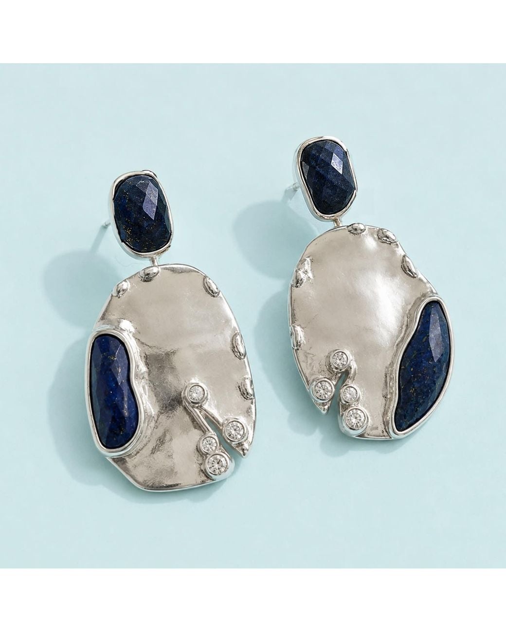 Rare Matters Jewelry Blue Cascade Natural Lapis Gemstone Earring