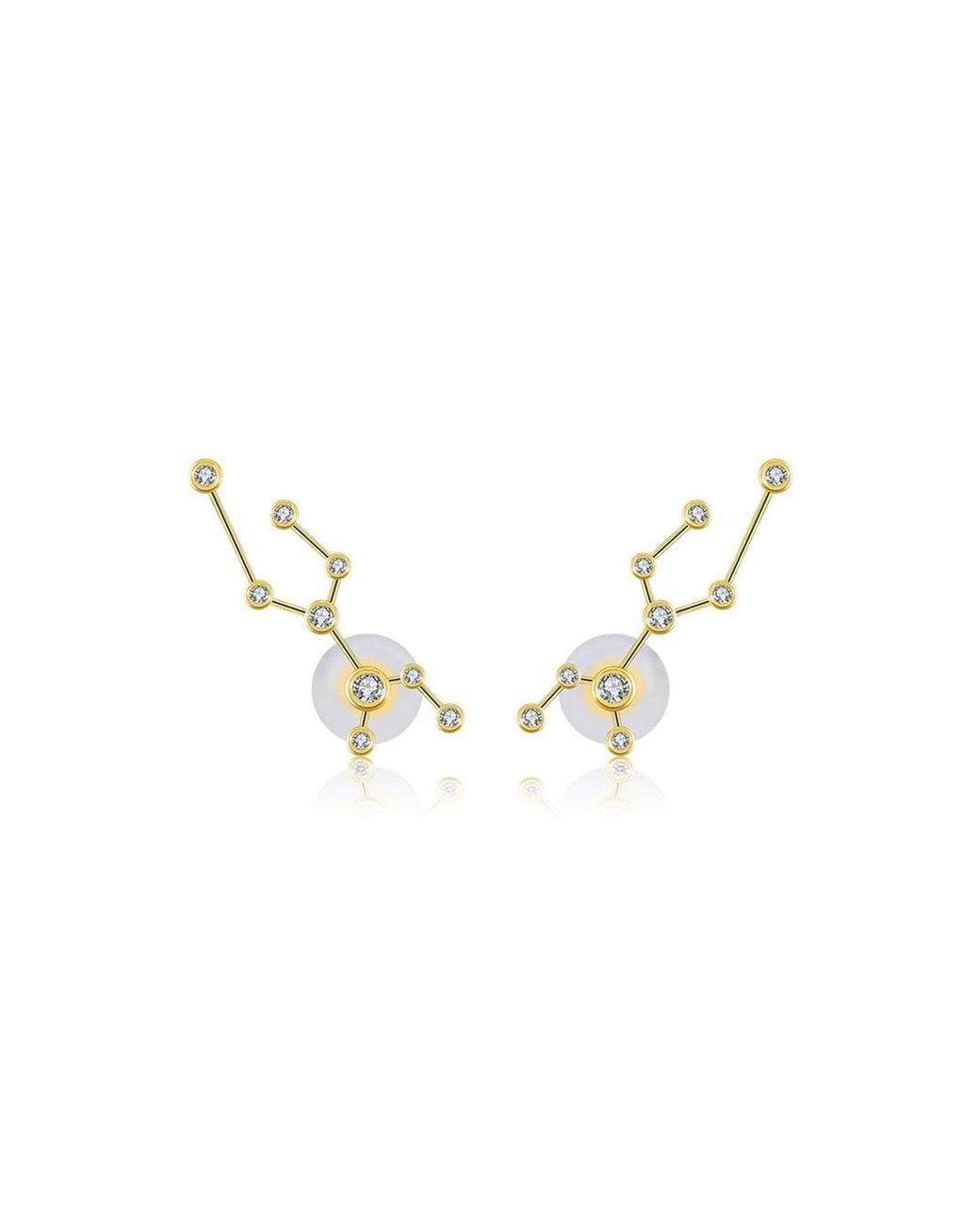 Genevieve Collection Metallic Virgo Zodiac Constellation Earring 18K & Diamond