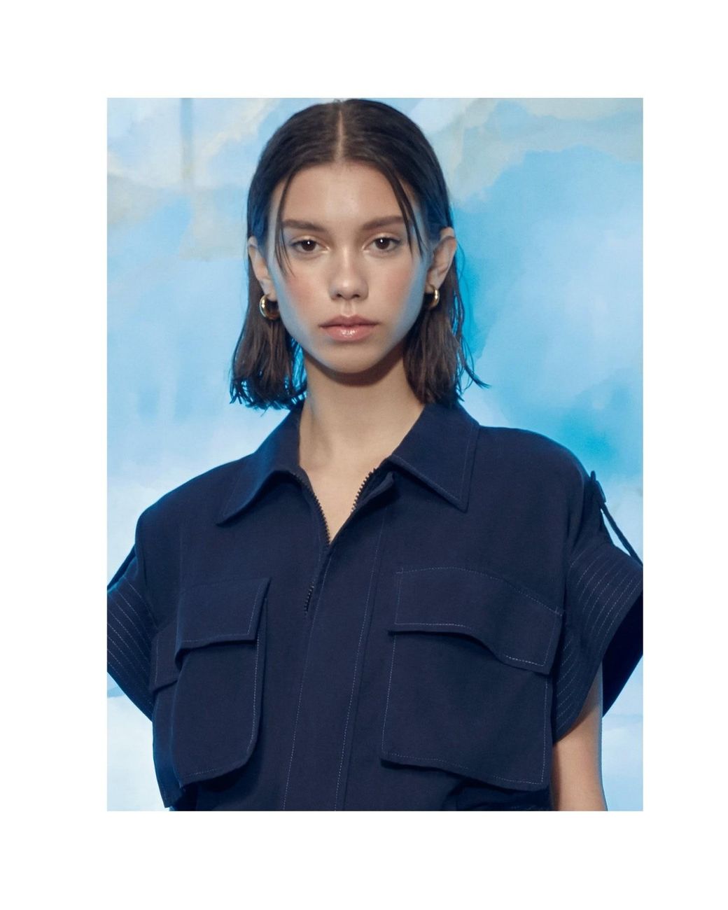 NAZLI CEREN Blue Molve Jumpsuit