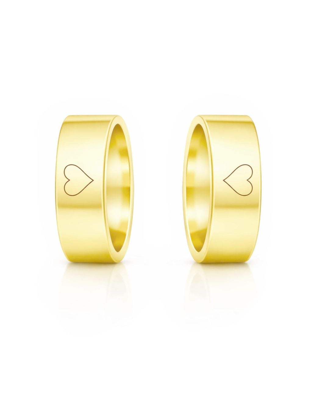 Unaloe Yellow Heart Engraved Couple Band Rings for men