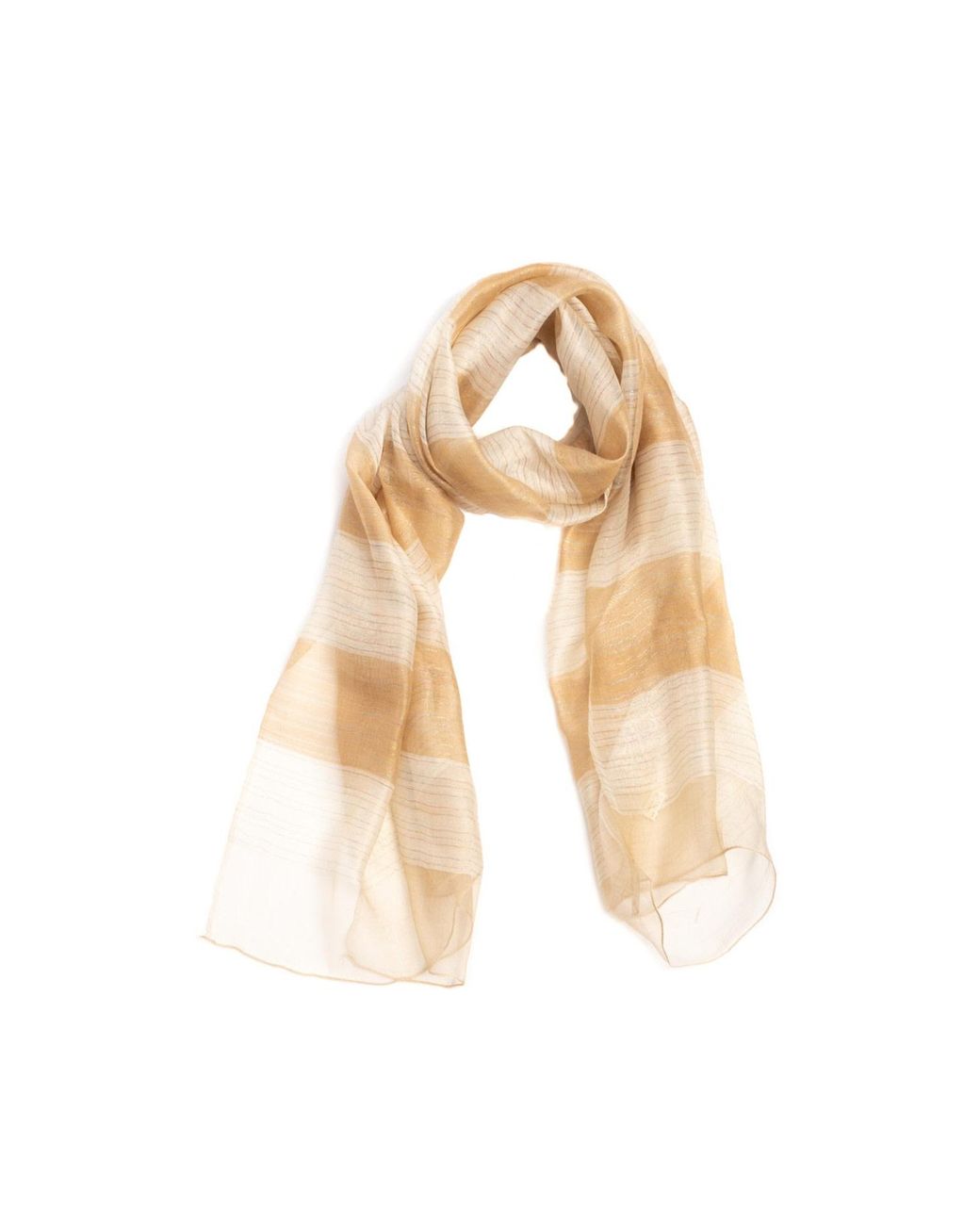 Saachi Metallic Silk Wool Shimmering Striped Moccasin Scarf