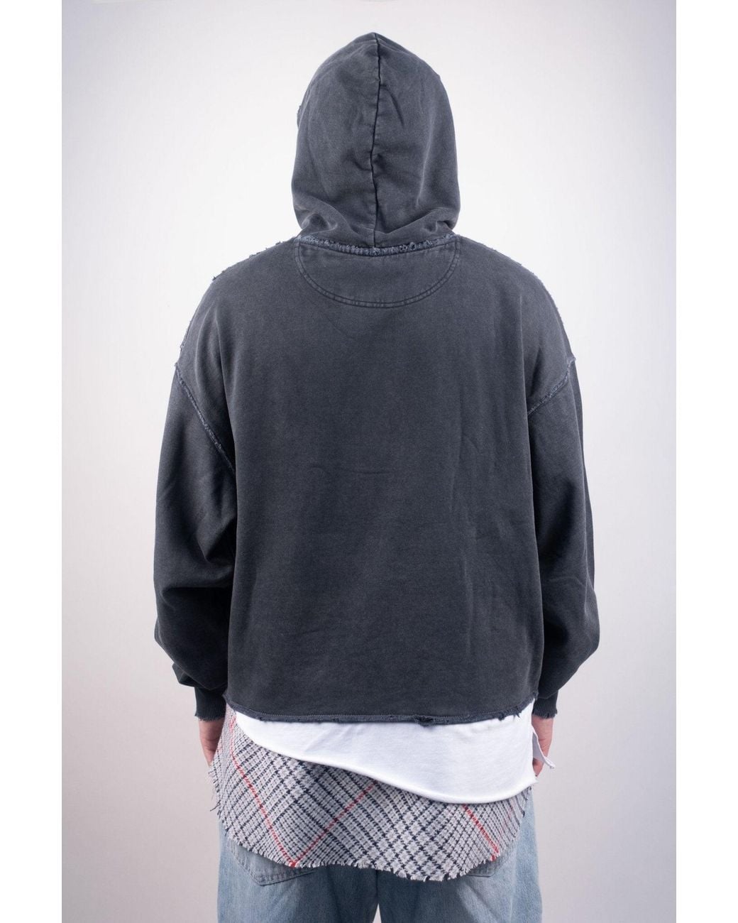 mysimplicated Blue Oversized Three Layered Distressed Hoodie W