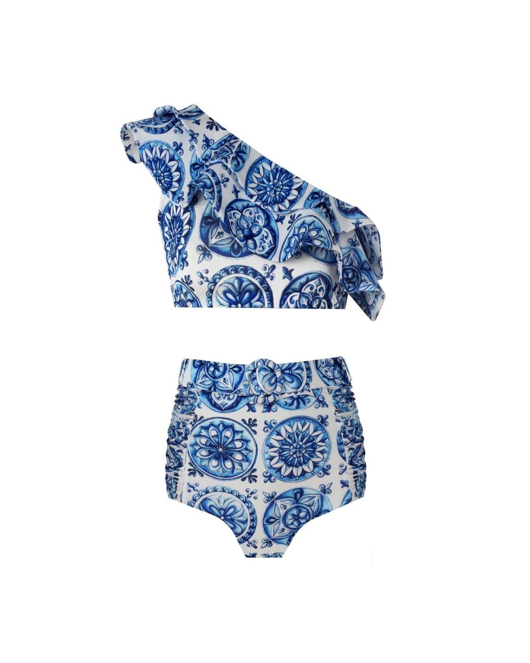 Nur Karaata Blue Cliantha Bleu Blanc Bikini Set
