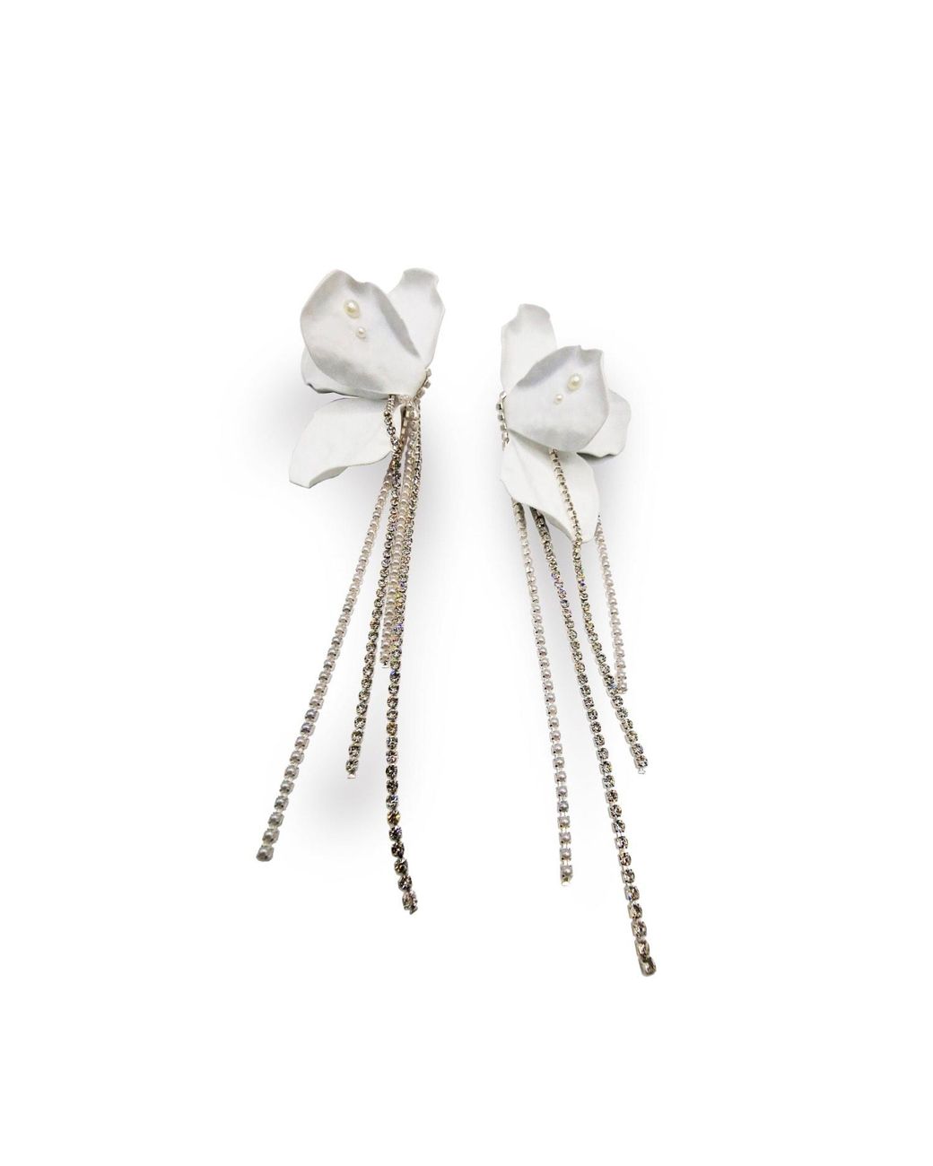 Laura Daili White Orchid Statement Earrings