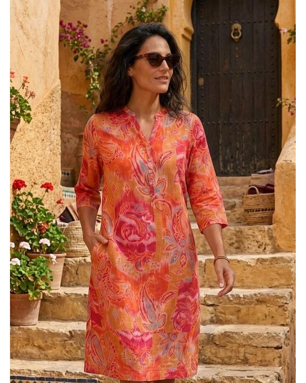 NoLoGo-chic Red Hippy Paisley Tunic Dress
