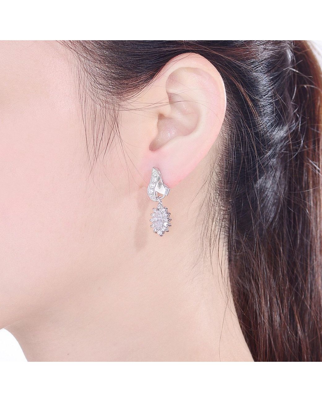 Genevive Jewelry Metallic Sterling Cubic Zirconia Flame Earrings
