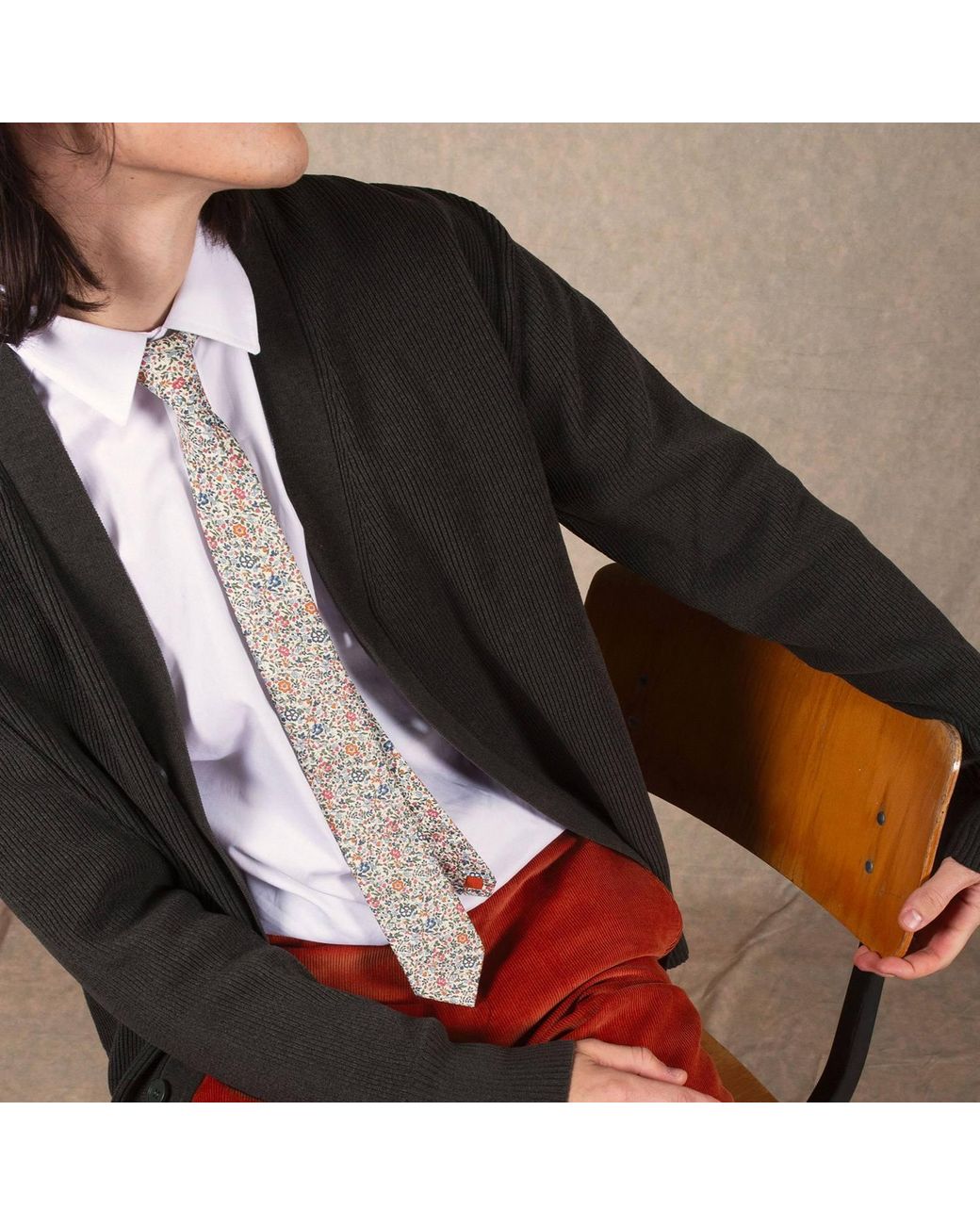 LE COLONEL White Liberty Katie & Millie Vanilla Tie for men