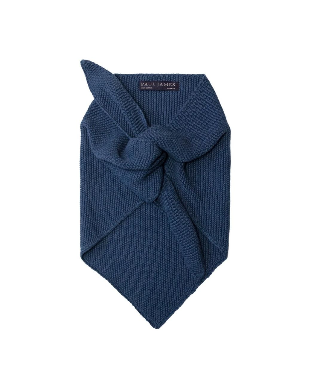 Paul James Knitwear Blue Cotton Beault Textured Neckerchief