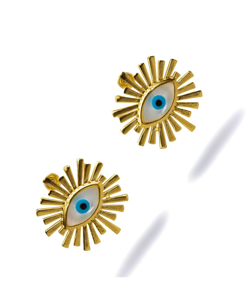 Ebru Jewelry Metallic Guardian Aura Chunky & Pearl Evil Eye Stud Earrings
