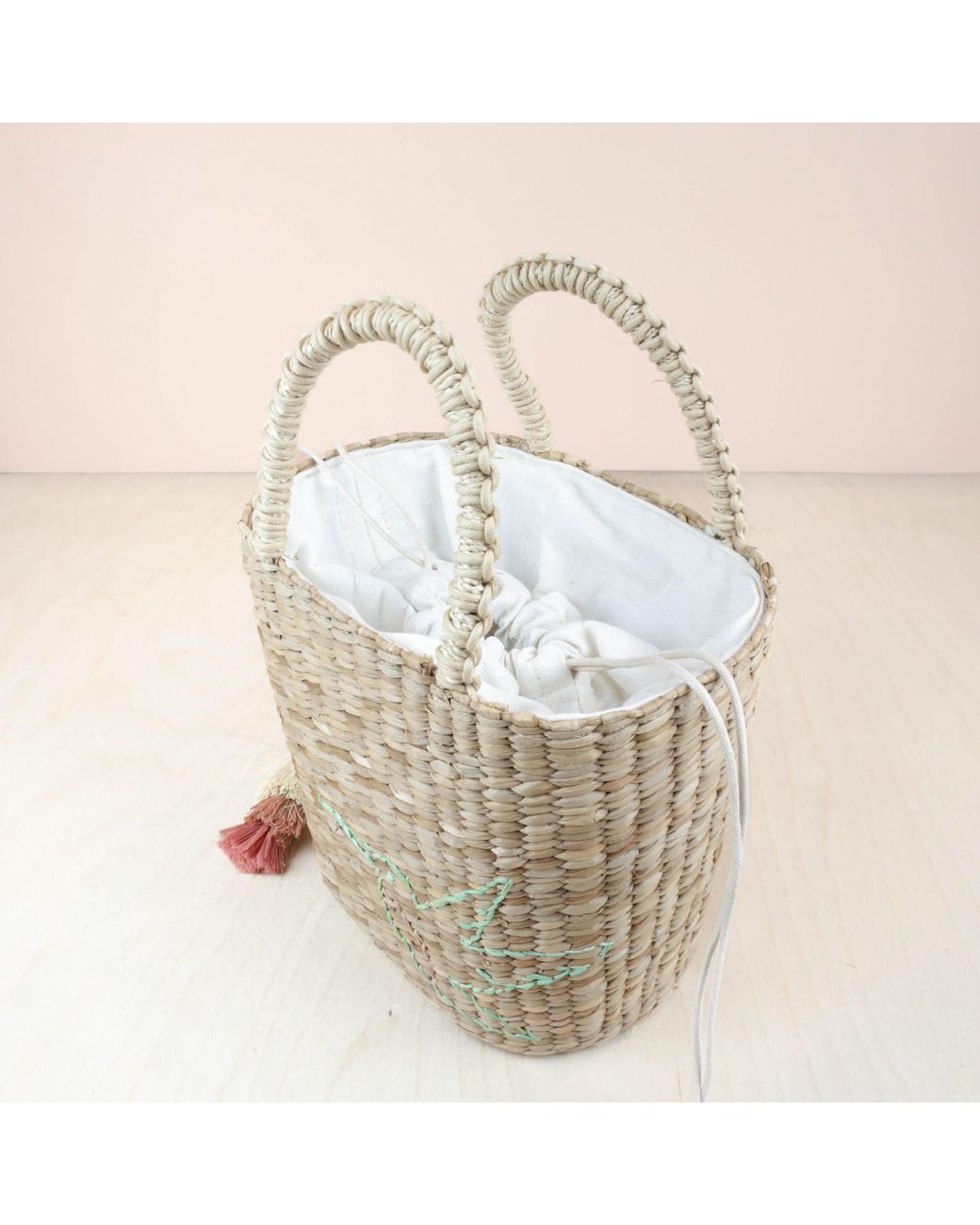 LIKHÂ Natural Mini Tote Bag With Embroidered Hummingbird