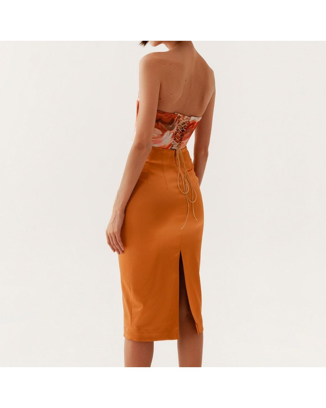 La Musa Orange Apricot Pencil Skirt