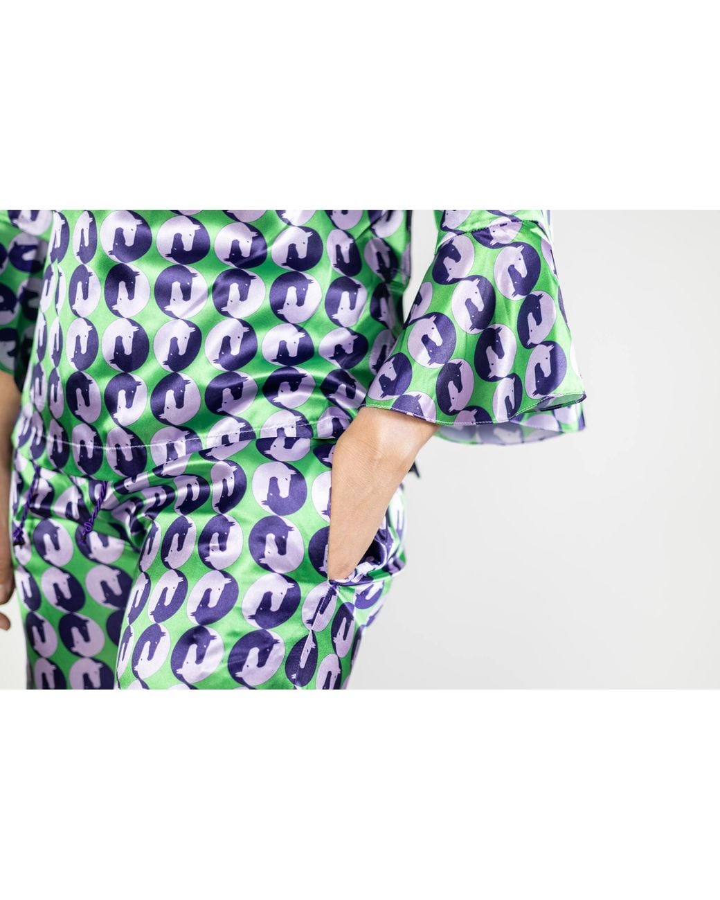 FORZA CAVALLO Blue Yin Yang Horse Satin Pajamas