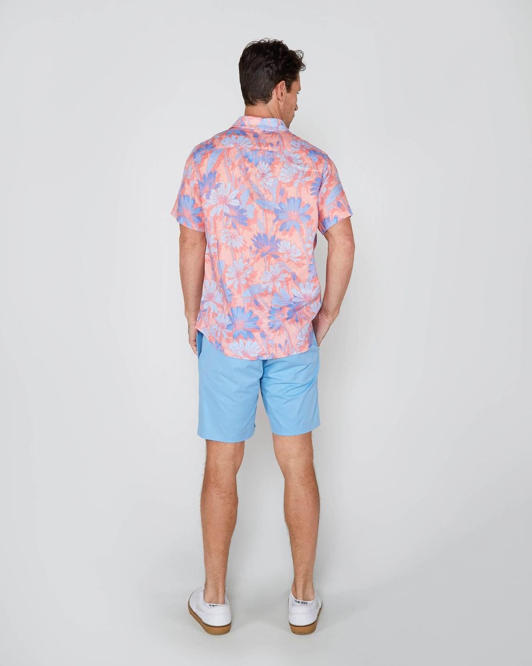 Lords of Harlech Pink Sergio Springtime Linen Shirt for men