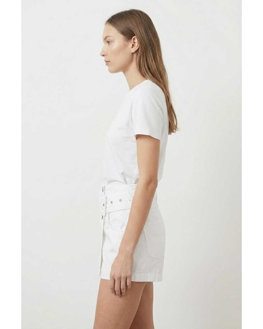 Conquista White High-Waist Wrap-Style Shorts With Belt Detail