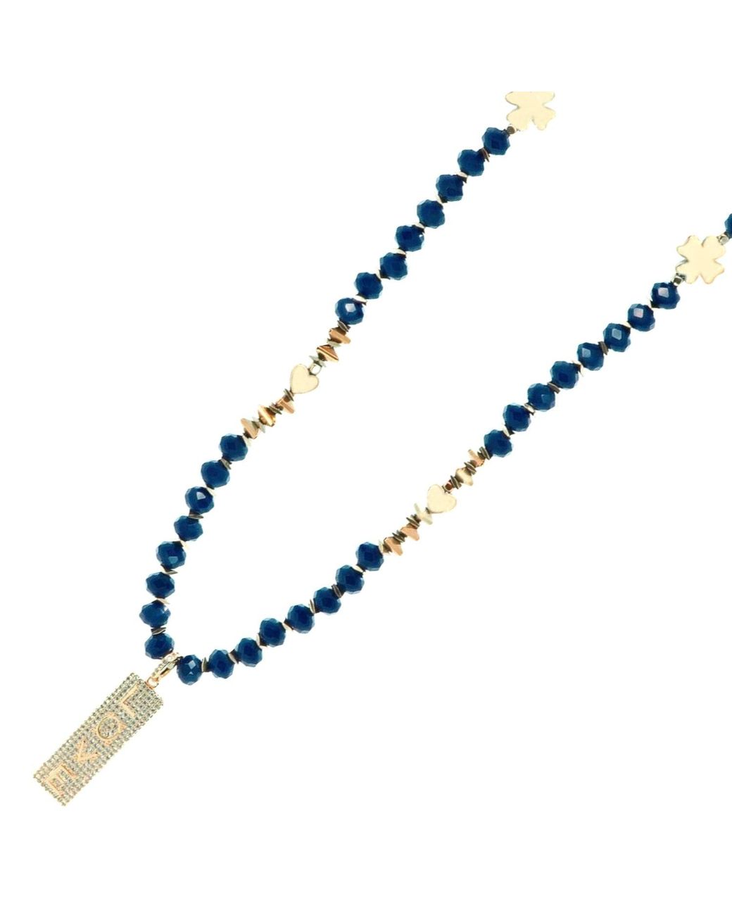 Ebru Jewelry Blue Forever Loved Pendant Beaded Necklace
