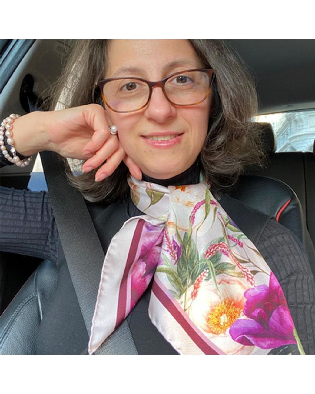 Ralufineart Pink Silk Scarf Peonies Symphony