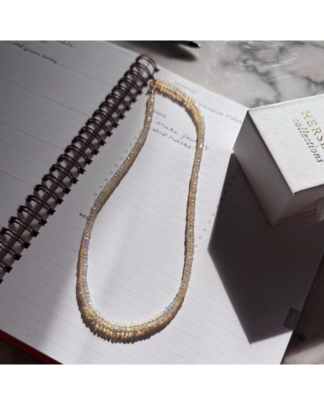 Herself Collections White 14K Genuine Opal Necklace