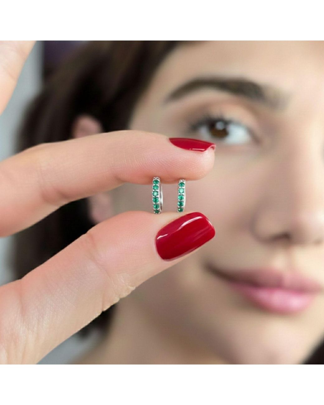 Sophelia Green Emerald May Birthstone Small Huggie Hoops