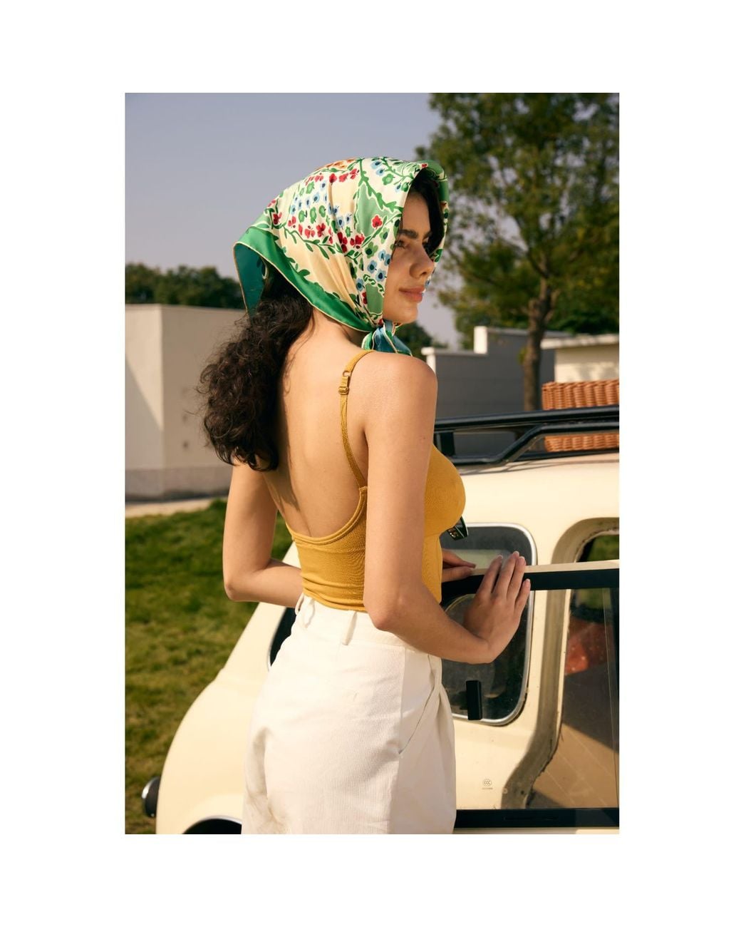 Jessie Zhao New York Green Double Sided Silk Scarf Of Garden