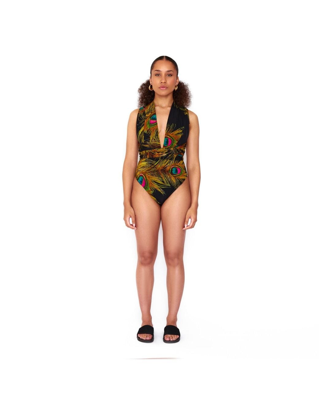 ROSIE BILLINGTON Green Peacock Multi-Way Swimsuit