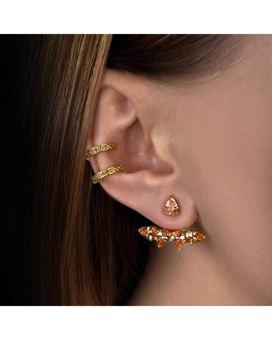 SALLY SKOUFIS Metallic Pure Ear Jacket With Made Cz Diamond Stimulant