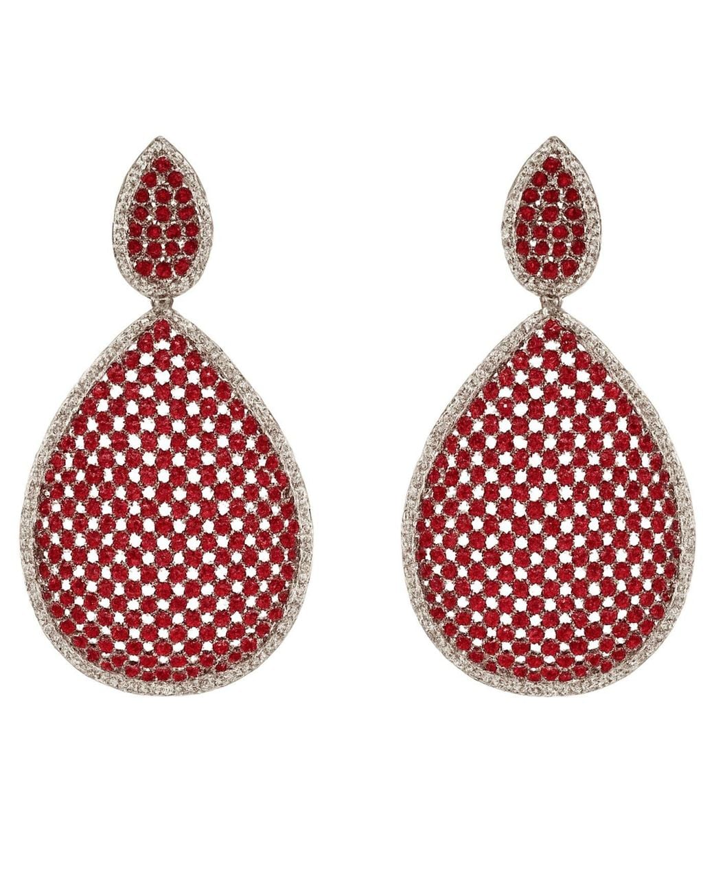 Michael Nash Jewelry Red Angela Ruby And Diamond Cubic Zirconium Pierced Earrings