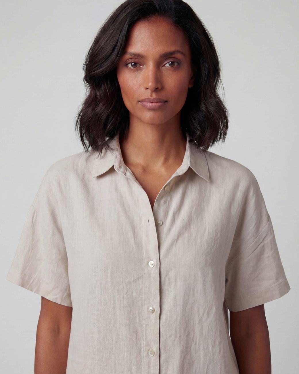 Lords of Harlech Gray Neutrals Lara Natural Linen Shirt