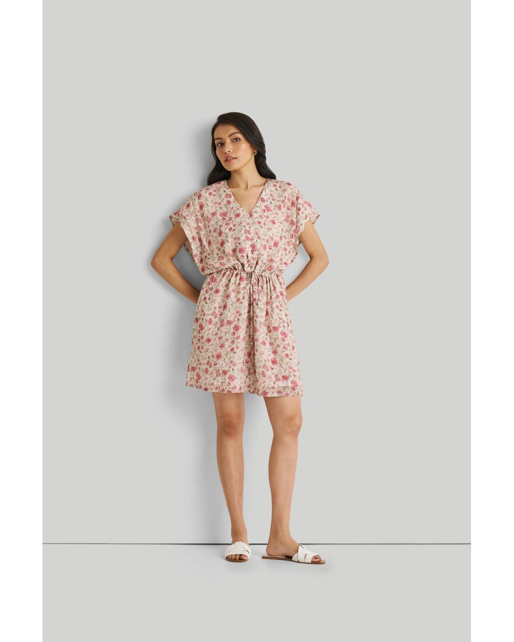 REISTOR Purple Relaxed Drawstring Floral Dress