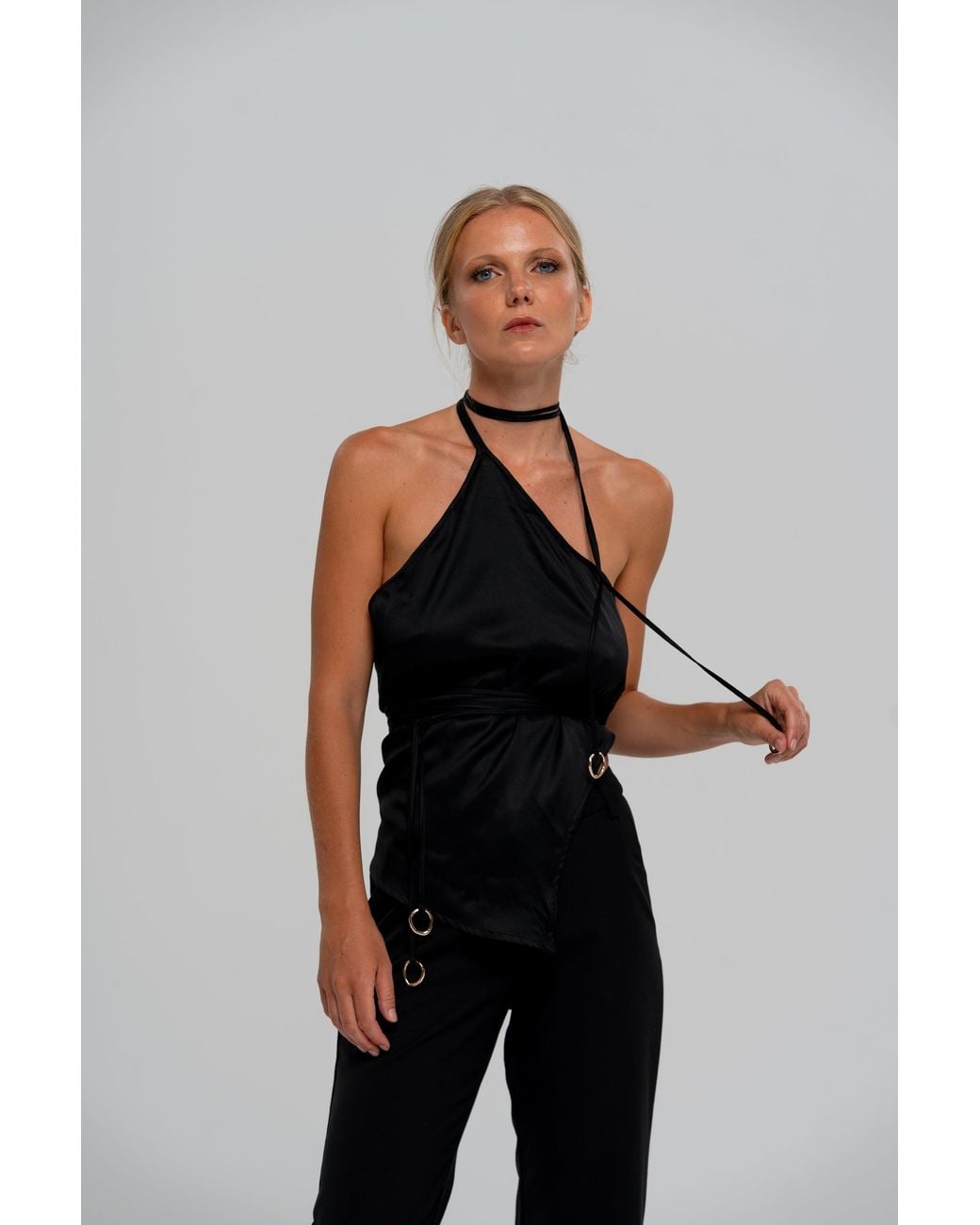 The Ethos Studio Black Thalassa Wrap-Top