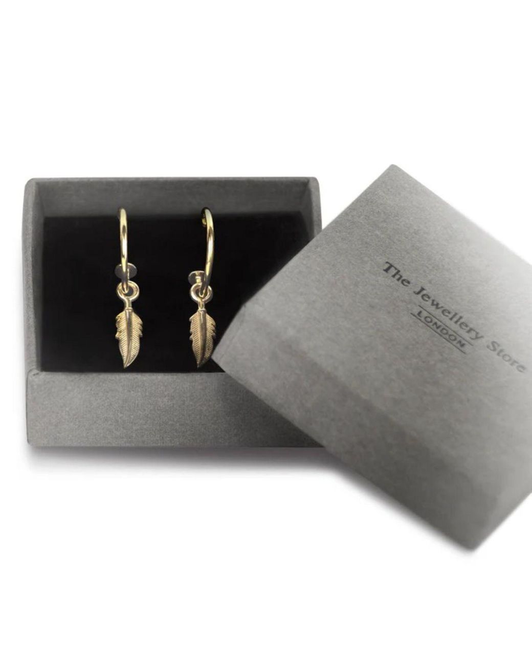 The Jewellery Store London Metallic Open Hoop Earring With Feather Charm