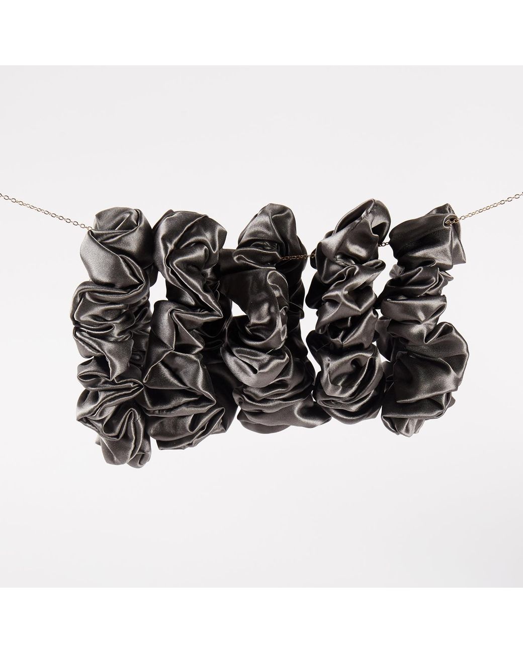 Soft Strokes Silk Black Pure Mulberry Silk Regular Scrunchie Set Of Five