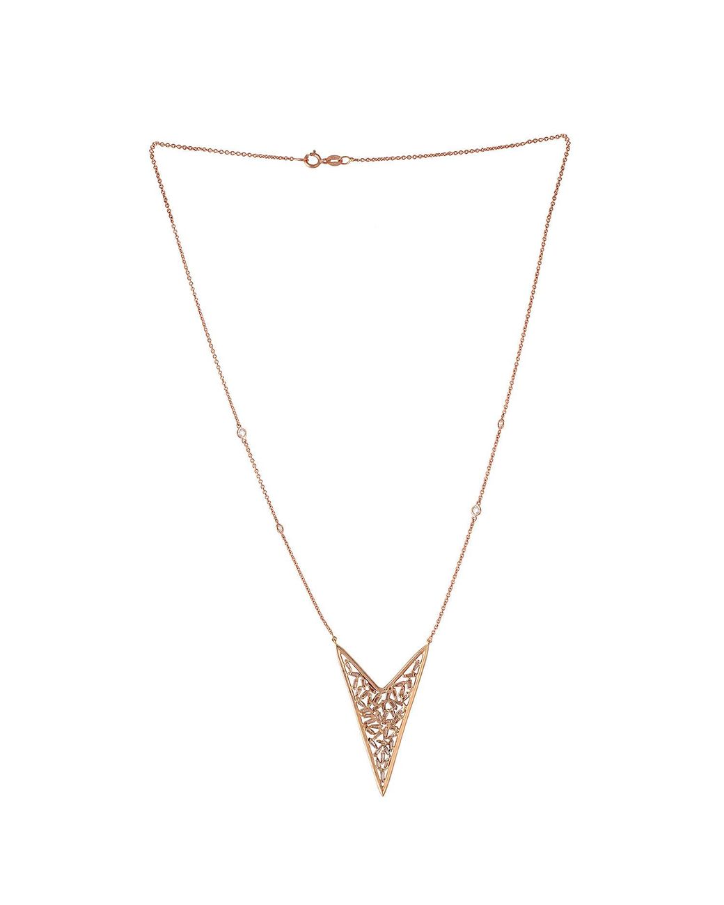 Artisan White Rose Baguette Diamond Geometric Pendant Necklace